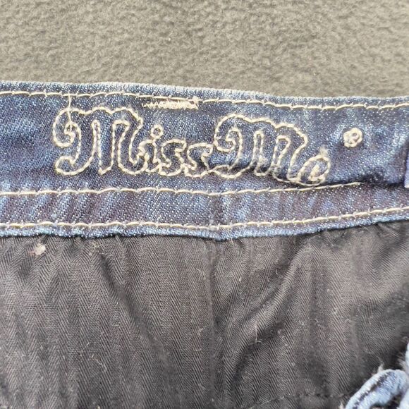 Miss Me Signature Skinny Jeans Womens 30 Blue Distressed Pearl Rhinestone Flap - Picture 9 of 16